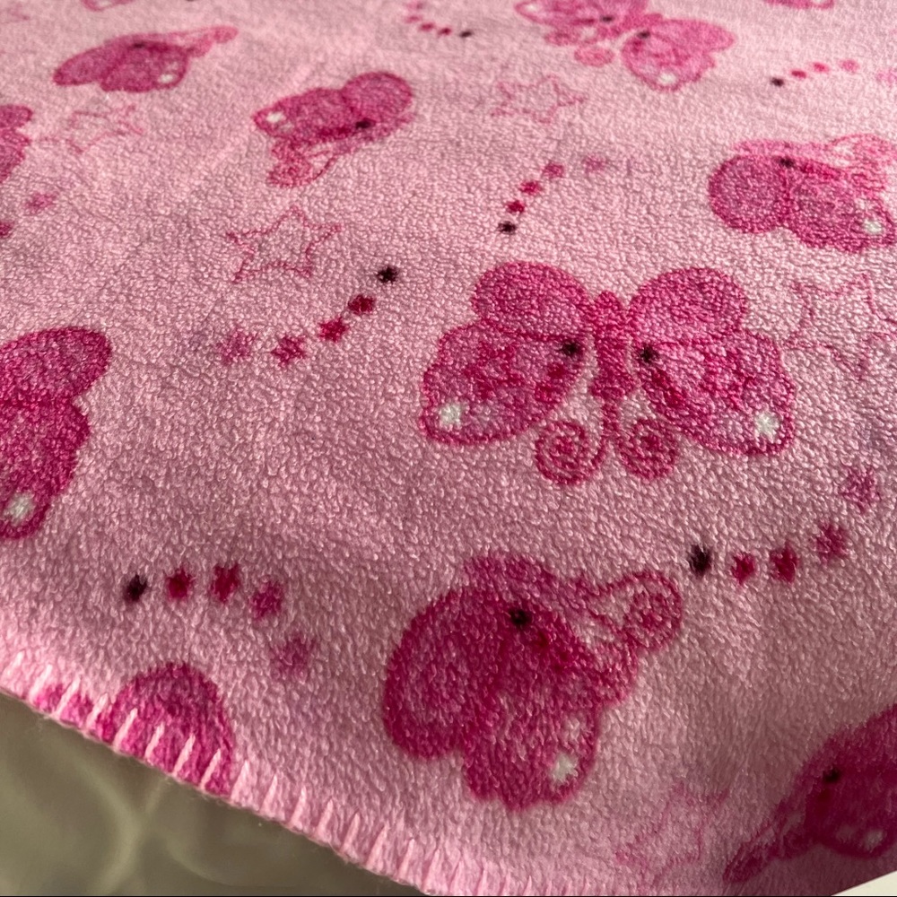 Vintage•Limited Too•Butterflies & Stars Soft Plush Pink Graphic Throw Bl… - Picture 6 of 7